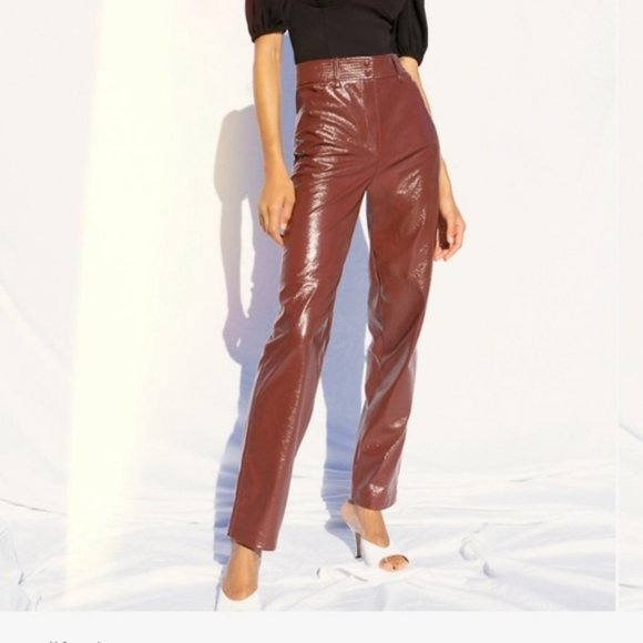 Aritzia Pants - ❗️SOLD❗️Aritzia Wilfred Rustic Burnt Orange Faux Leather Funk Pants Size 12